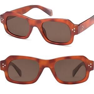 Trendy Small Square Sunglasses Brown Tortoise Frame Brown Lens Polarized UV400